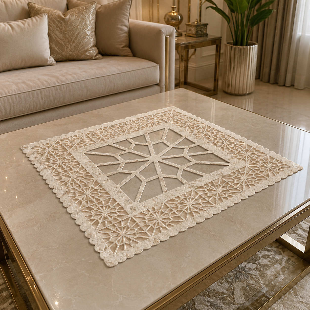 رومیزی مخمل پشت نمدی طرح اسلیمی