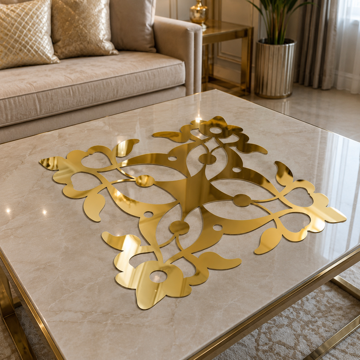 رومیزی چرم آینه ای طرح اسلیمی