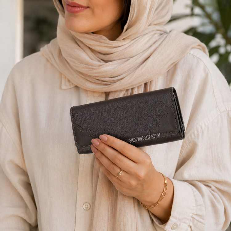 کیف پول و موبایل و دستی چرم طبیعی زنانه